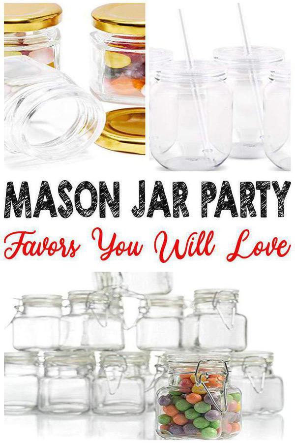 Glass Favor Jars with Lids and Handles 3.4oz - Mini Mason Jar Favors  Bottles with Chalkboard