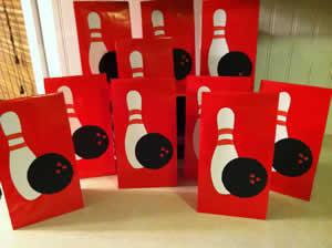 bowling pin and ball party favor bags