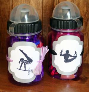 Gymnastic Water Bottle Party Favors