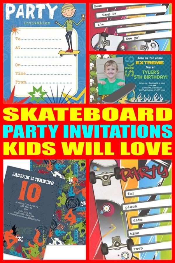 Skateboard Birthday Invitation Skateboard Birthday Skateboard 