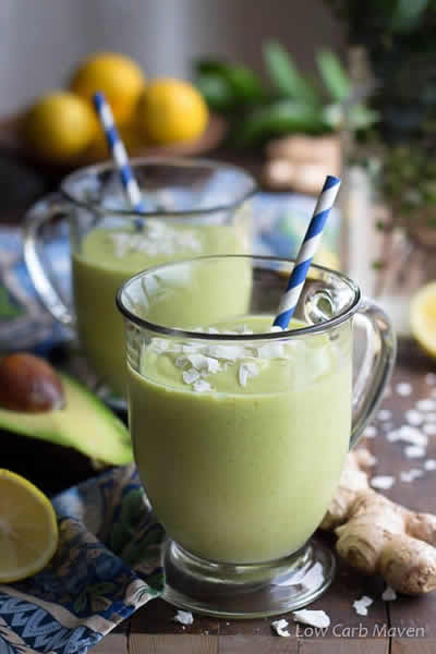 low carb smoothie - avocado-coconut-milk-smoothie-ginger-turmeric