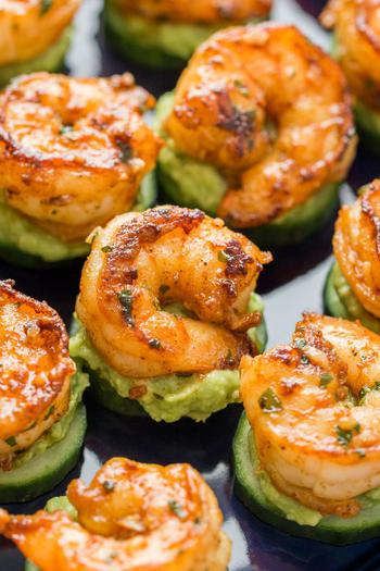 Keto Avocado Cucumber Shrimp Appetizers