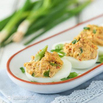 Keto Spicy Tuna Deviled Eggs