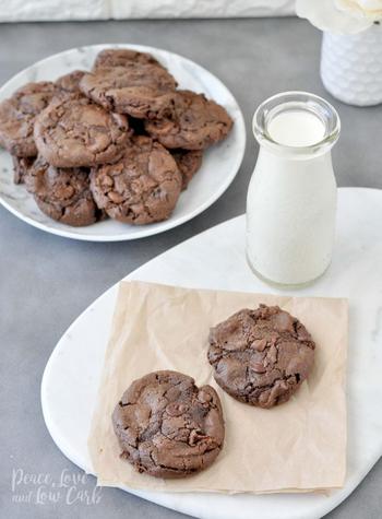 Keto Flourless Double Chocolate Chip Cookies