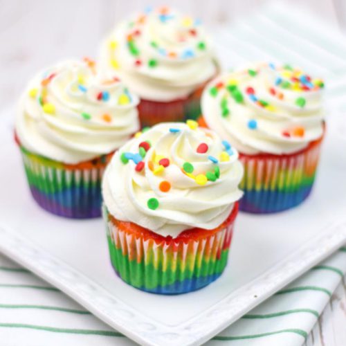 Rainbow Cupcakes with Buttercream Frosting